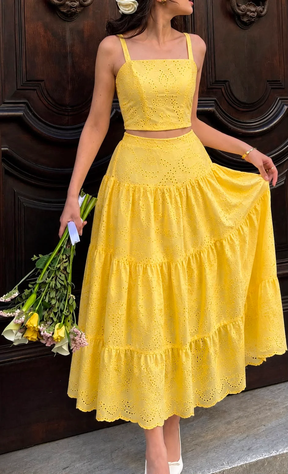 Conjunto Top y  Falda Bordada