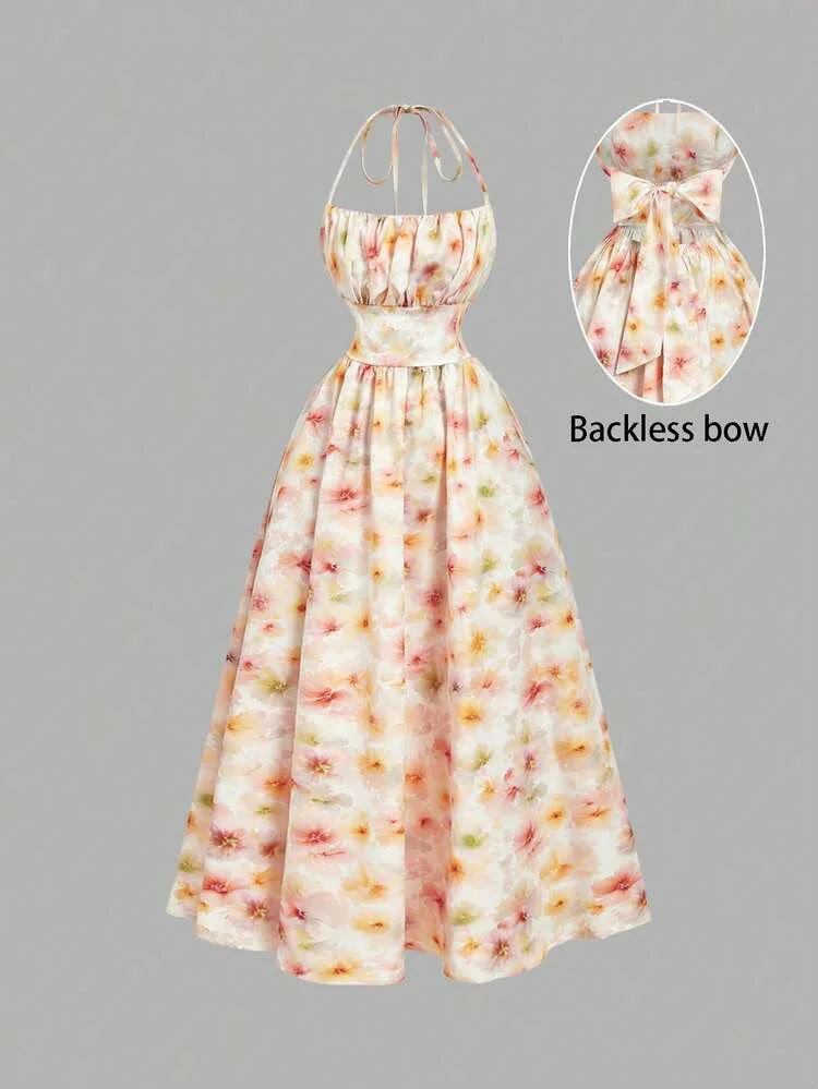 Vestido Floral Espalda Descubierta
